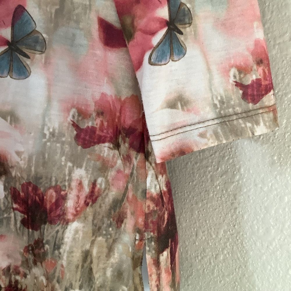 Vintage Y2K Butterfly Fairy Grunge Bohemian Fairycore 3/4 Sleeve Top L VTG 2000s - Picture 7 of 8